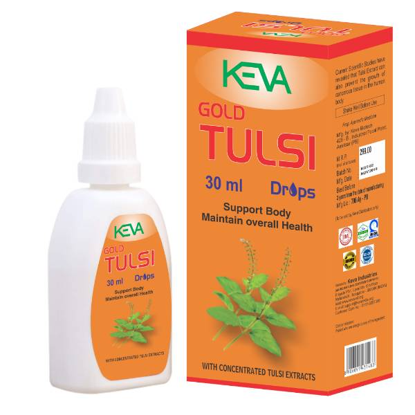 Gold Tulsi Drops Keva Gold Tulsi Drops MRP: ₹299/- 30ml (Inclusive of all taxes)