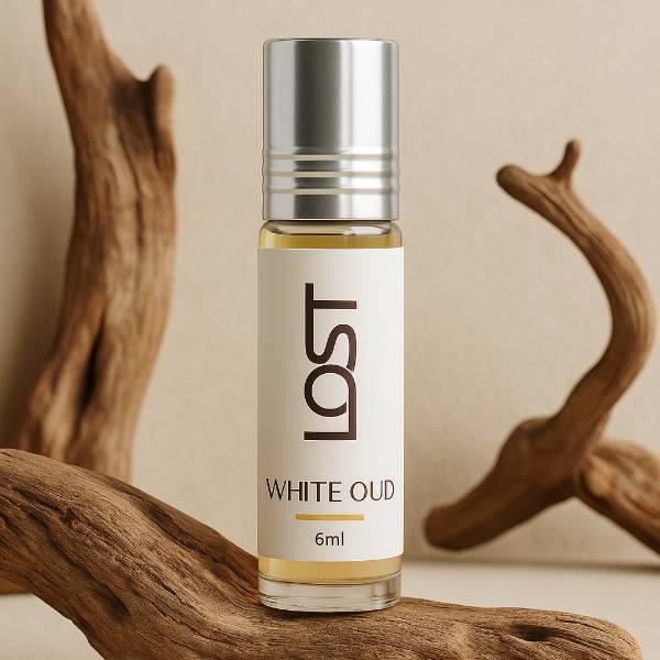 Lost Naturals White Oud Unisex Attar - 6ml Roll-On Perfumes | Non-Alcoholic Perfumess | Oud-Infused Luxury Fragrance Oil | IFRA Certified | Long-Lasting Attar for Man and Woman | Made in India