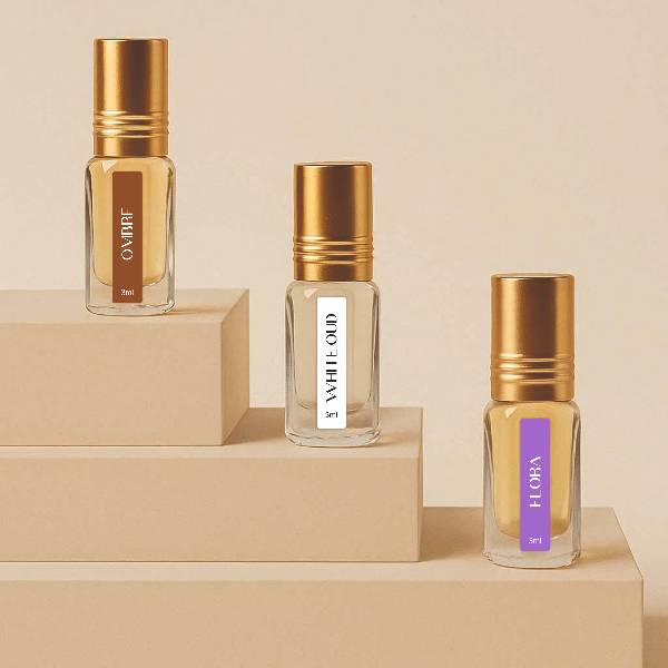 Lost Naturals Pack of 3 Attars - 3ml*3 Roll-On Perfumes | Non-Alcoholic Perfumess | Oud-Infused Luxury Fragrance Oil | IFRA Certified | Long-Lasting Attar for Man and Woman | Made in India