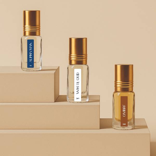 Lost Naturals Pack of 3 Attars - 3ml*3 Roll-On Perfumes | Non-Alcoholic Perfumess | Oud-Infused Luxury Fragrance Oil | IFRA Certified | Long-Lasting Attar for Man and Woman | Made in India
