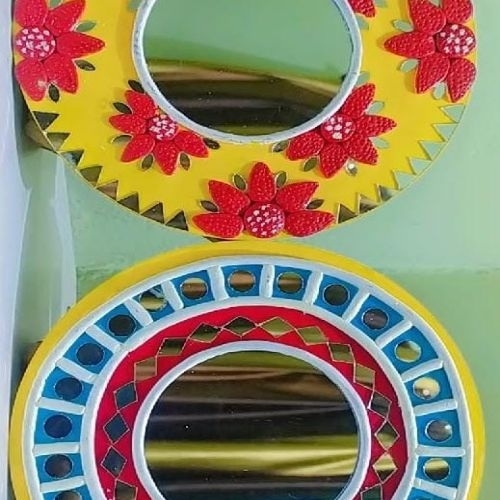 Lippan art Wall hanging mirror work