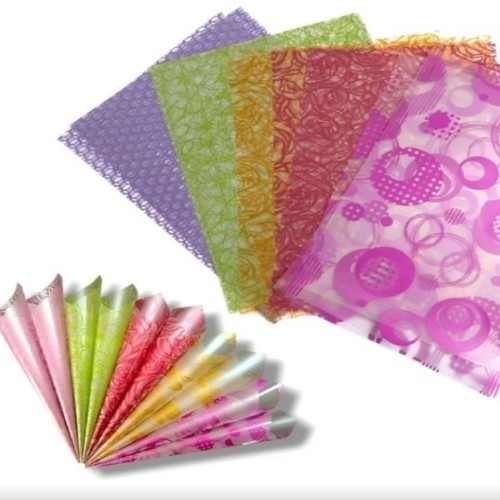 Pre-Cut Cellophane Sheets Printed (Mixed) for Mehndi Cones – Premium Quality|Non-Tear (Pack Of 200)