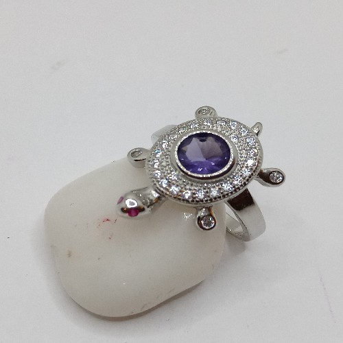Turtel Ring 916% Pure Silver R-1