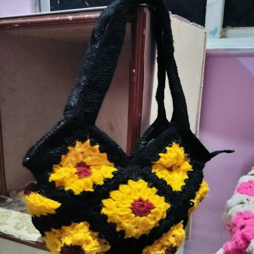 Crachet Sunflower Bag