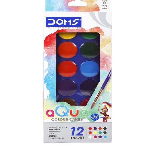 Doms 12 Shades 30mm Water Colour Cakes | 1. Organic Rich Colour Pigments.Smooth &Transparent Finish.