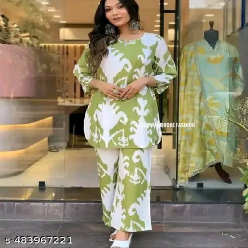 Jaipur Print Rayon Night Suit Cord Set For Women