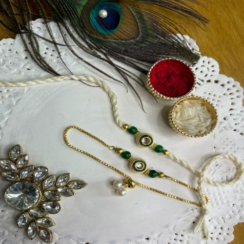 Green & White Rakhi set