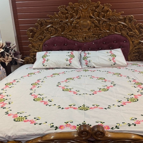 Bedsheets Hand Embroidery Pure Cotton.