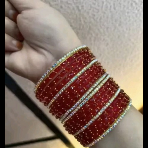 Latest raindrops bangles with rainbow stone bangles set for women and girls colour Green