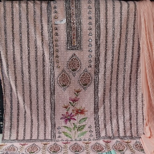 Cotton Fabric Lacknow Work Fancy Dupptta