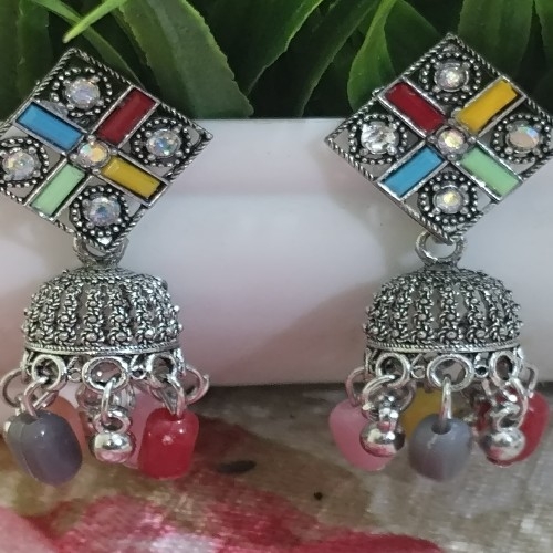 Boho Chic Multicolor Jhumka Earrings